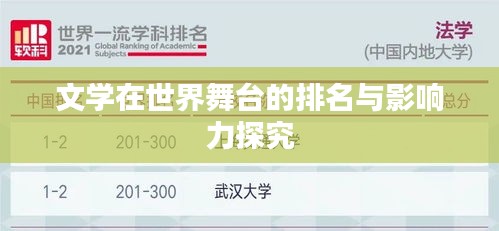 文学在世界舞台的排名与影响力探究